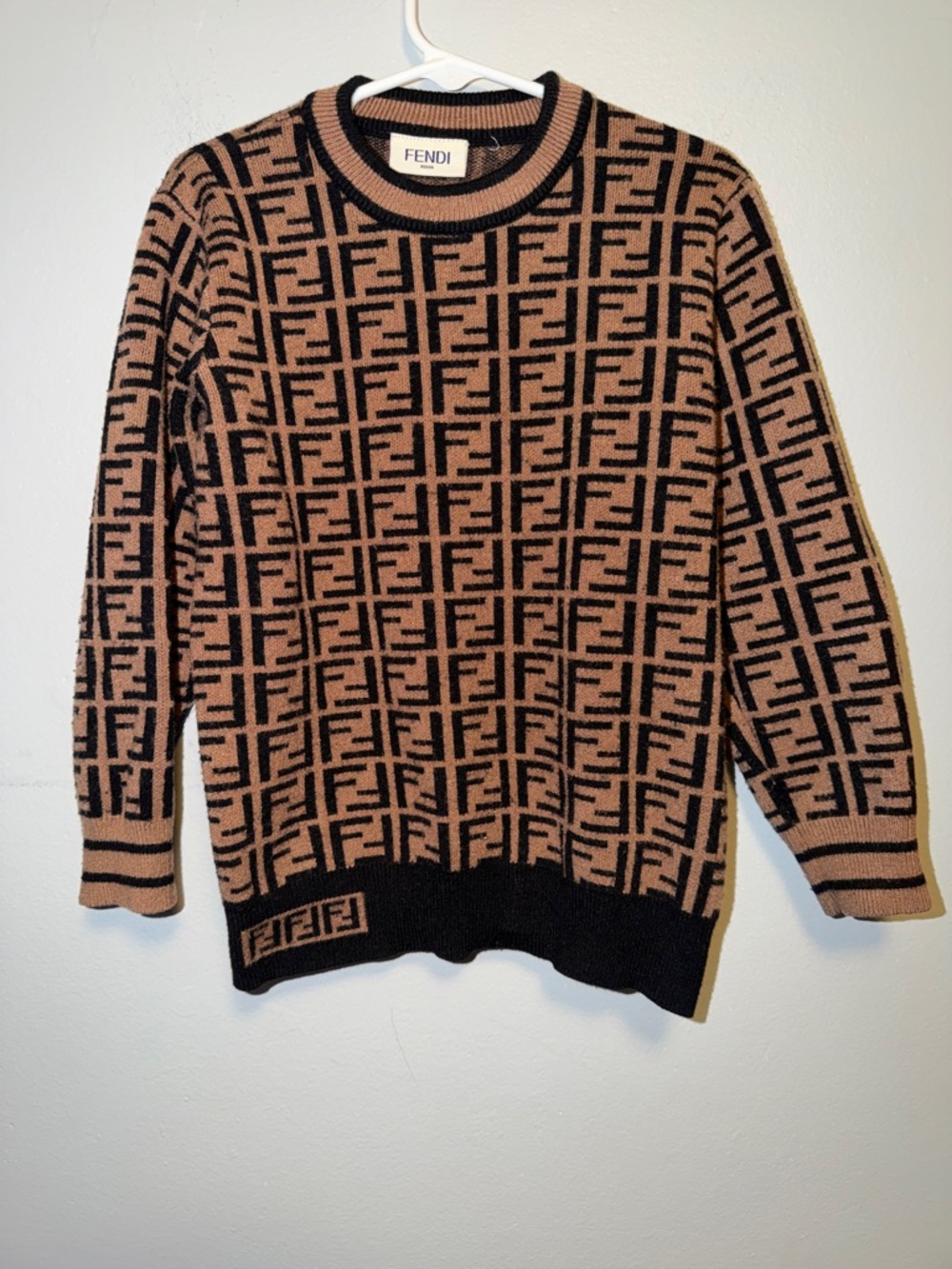 Fendi Brown and Black FF Logo Kids Sweater